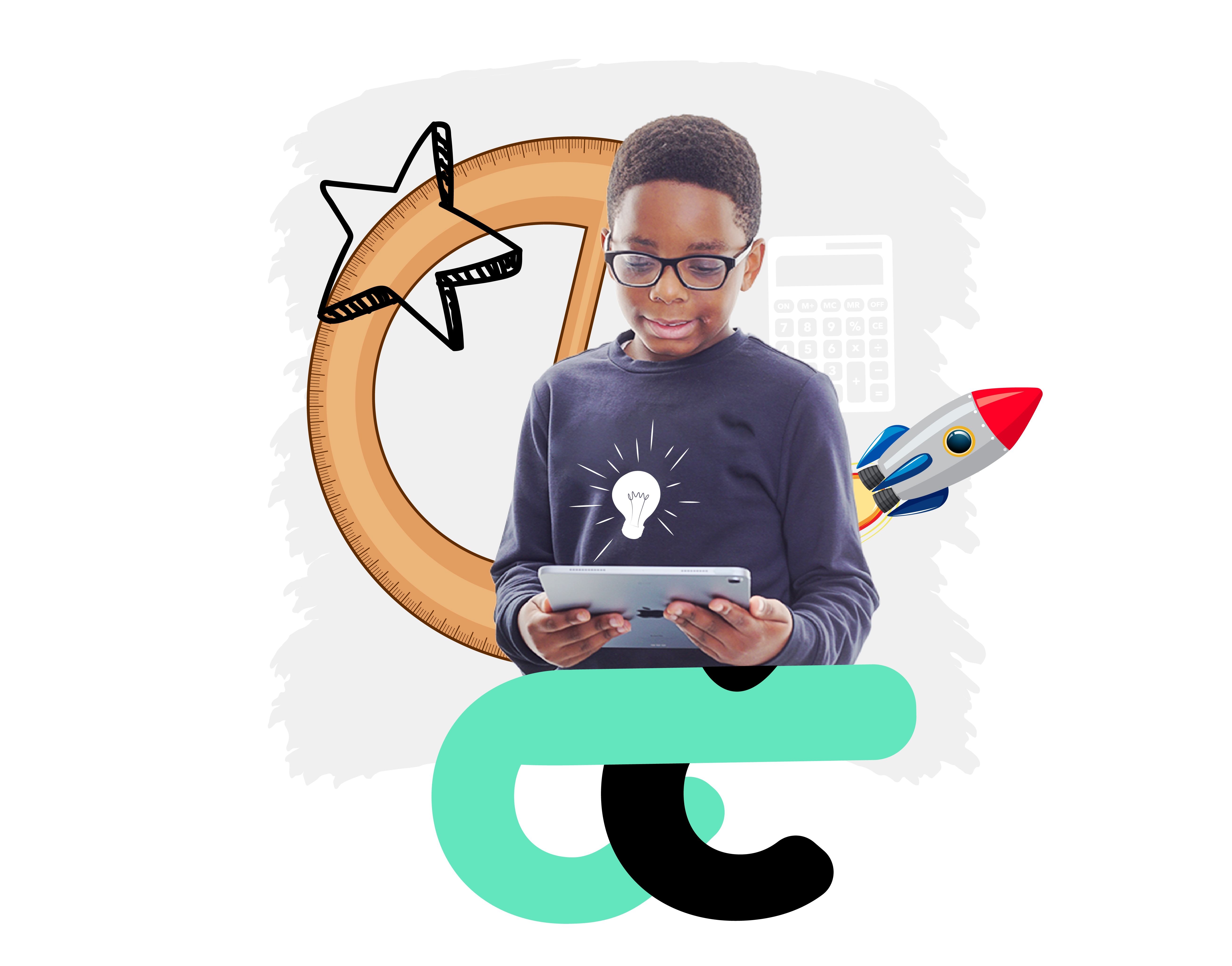 Boy looking into a tablet